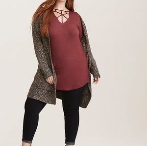 Torrid Super Soft Wine Cage Neck Tee